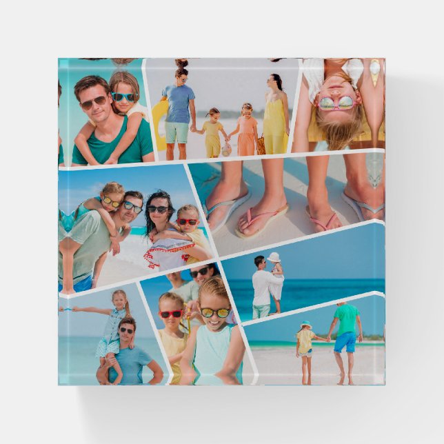  Modern Simple Fun Custom 9 Images Collage Photos Paperweight (Front)