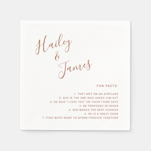 Modern Simple Fun Facts Terracotta Wedding Napkins