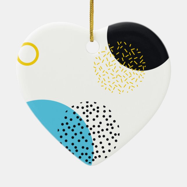 Modern, simple, fun, Memphis style geometric art Ceramic Ornament (Back)