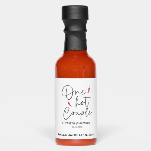 Modern Simple Funny One Hot Couple Wedding Favor Hot Sauces