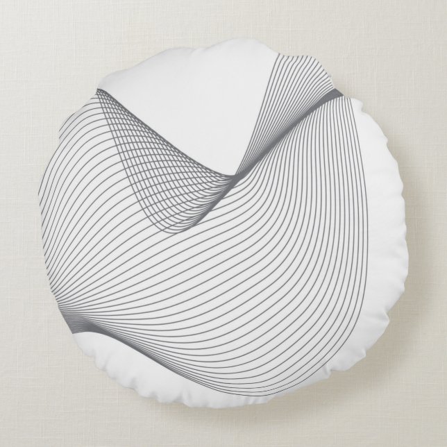 Modern, simple, futuristic urban wavy illustration round pillow (Back)