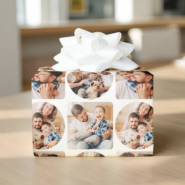Modern Simple Geometric Four Photo Template Wrapping Paper (Creator Uploaded)