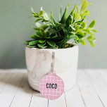 Modern Simple Geometric Soft Pink Customizable  Pet ID Tag<br><div class="desc">Modern,  geometric pet ID tag in a grid pattern and girly soft pink color way.  Customizable to make a cute accessory. Ideal gift for the pet owner in your life,  personalized with all your pets details.</div>