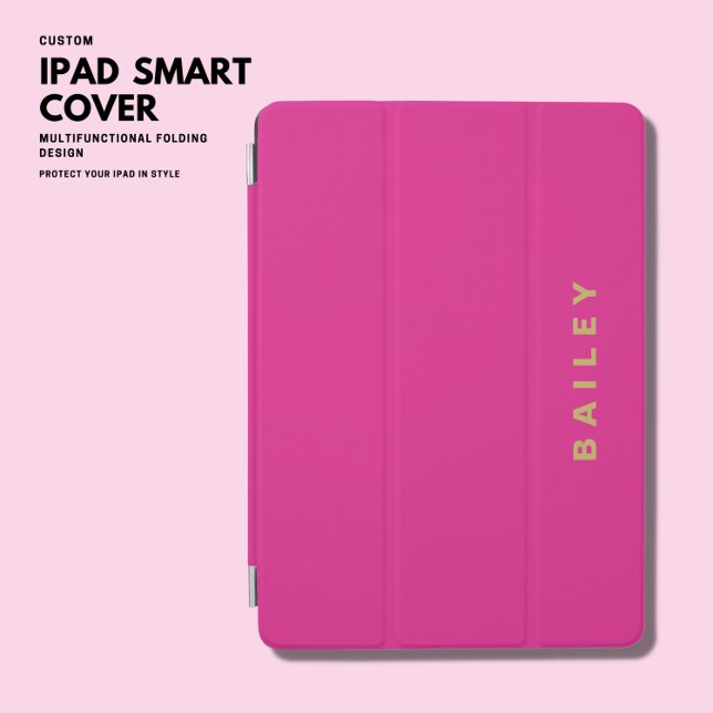 Modern Simple Girly Cute Hot Pink Magenta Monogram iPad Air Cover