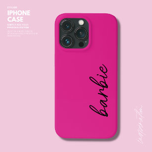 Modern Simple Girly Hot Pink Script Name Monogram iPhone 13 Pro Case