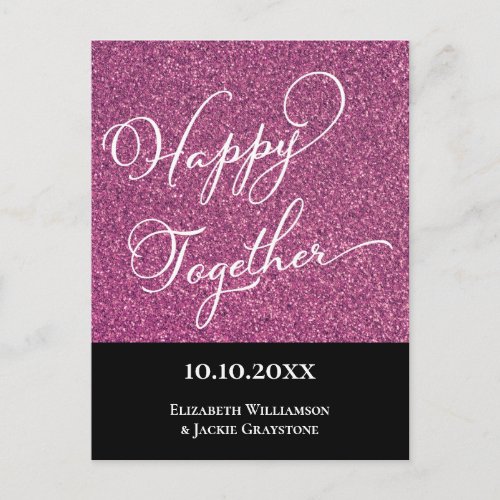 Modern Simple Girly Pink Glitter Save The Date Postcard