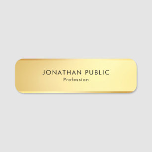Modern Simple Glamorous Gold Charming Template Name Tag