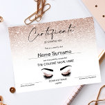 Modern Simple Glitter Certificate of Completion<br><div class="desc">Modern Simple Glitter Certificate of Completion Makeup artist Wink Eye Beauty Salon Lash Extension Course Completion</div>