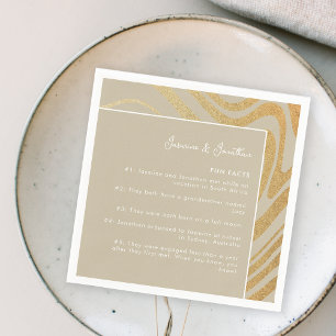 Modern Simple Glitter Gold Wedding Fun Facts Napkins