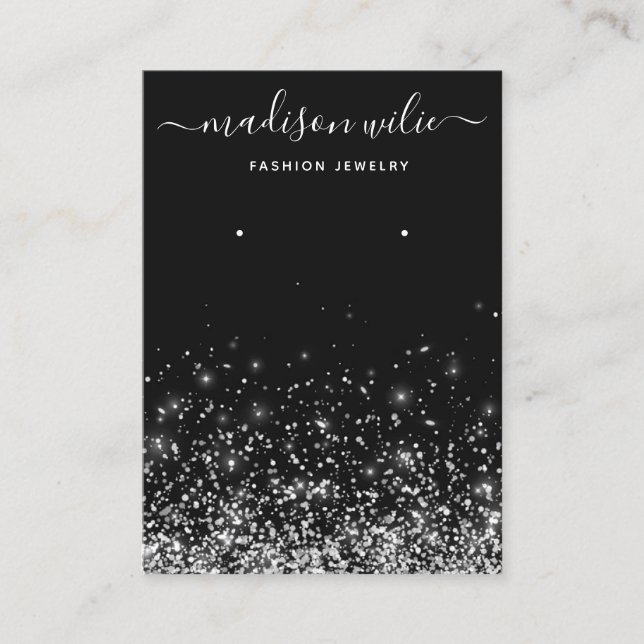Modern Simple glitter jewelry earring display Chic Business Card (Front)