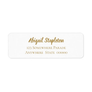 Modern Simple Gold and White Return Address Label