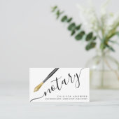 Modern Simple Gold Black Fountain Pen Notary Loan Business Card (Standing Front)