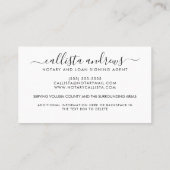 Modern Simple Gold Black Fountain Pen Notary Loan Business Card (Back)