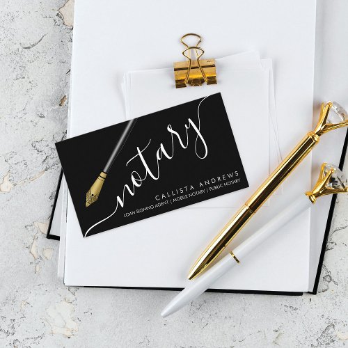 Modern Simple Gold Black Fountain Pen Notary Loan Business Card