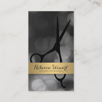 modern simple gold black hairstylist hair stylist business card