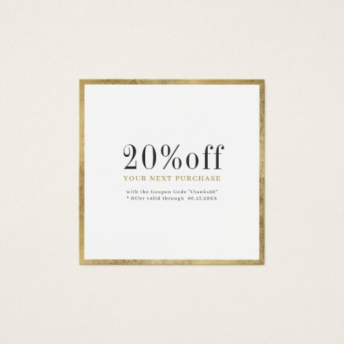 Modern simple gold border business discount card