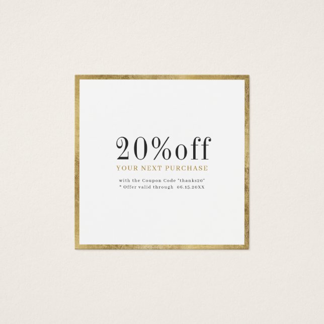Modern simple gold border business discount card (Front)