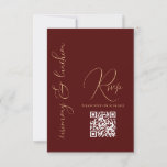 Modern Simple Gold Burgundy Red QR Bat Mitzvah RSVP Card<br><div class="desc">This elegant and stylish Bat Mitzvah or Bar Mitzvah rsvp is the perfect choice for your son or daughter on their special day. It features a simple and modern faux gold typography design on a burgundy-red background and QR code rsvp. It's a unique, cool, and trendy design to celebrate this...</div>