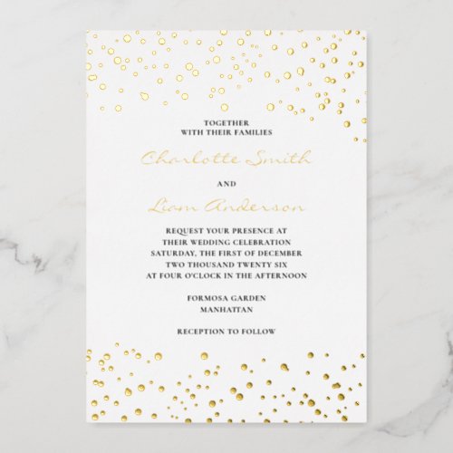 Modern Simple Gold Foil Pressed Wedding  Foil Invitation