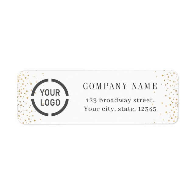 Modern simple gold glitter logo return address label (Front)