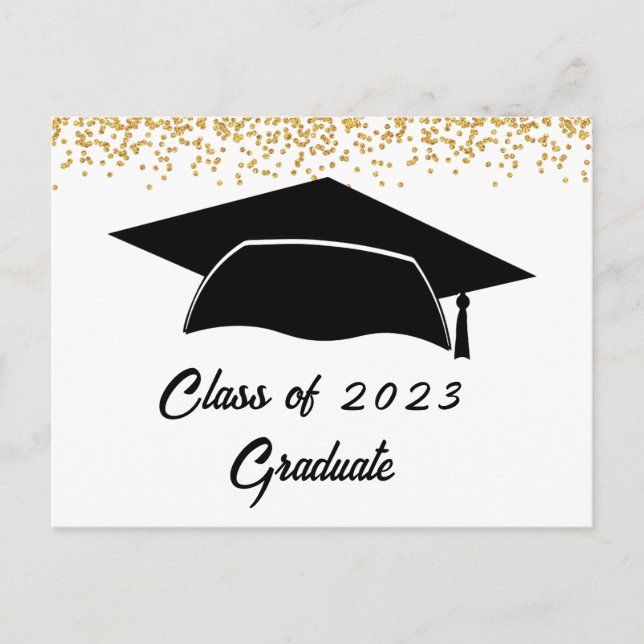 Modern Simple Gold Graduation Announcement Postcard (Front)