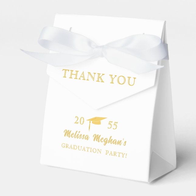 Modern Simple Gold Graduation Cap Grad Party  Favor Boxes (Front Side)