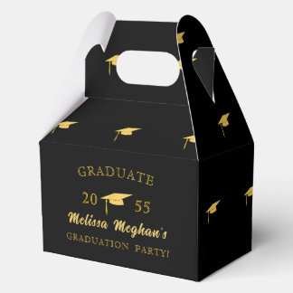 Modern Simple Gold Graduation Cap Grad Party Favor Boxes