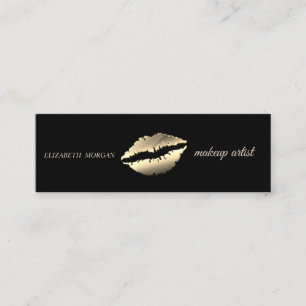 Modern Simple  Gold Lips,Makeup Artist Mini Business Card
