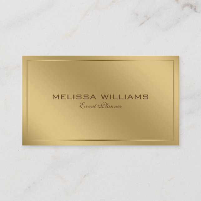 Modern Simple Gold Metallic Background Look Business Card (Front)