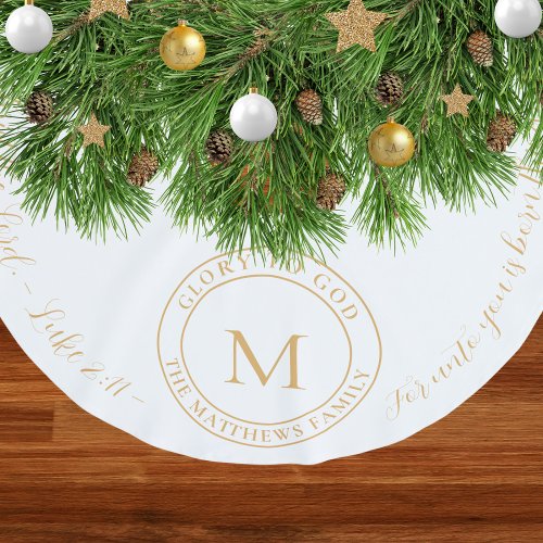 Modern Simple Gold Religious Bible Verse Christmas Brushed Polyester Tree Skirt