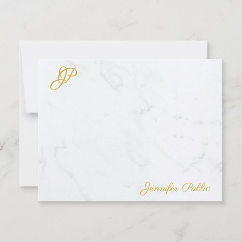 Modern Simple Gold Script Elegant Monogram For Her Note Card