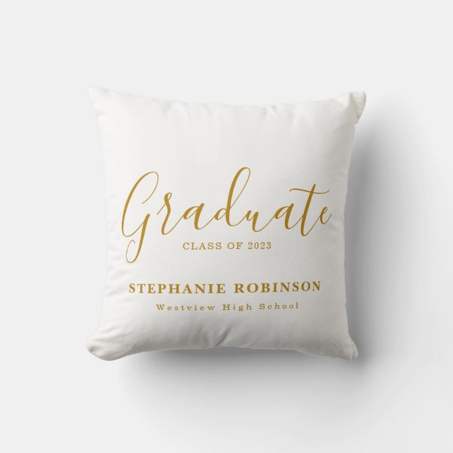 Modern Simple Gold Script Graduation Gift Throw Pillow (Front)