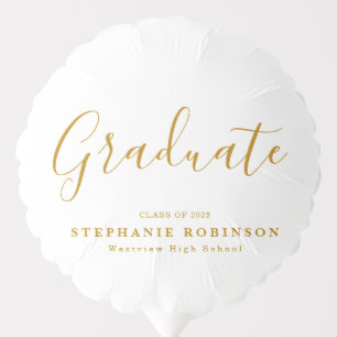 Modern Simple Gold Script Graduation Party Balloon