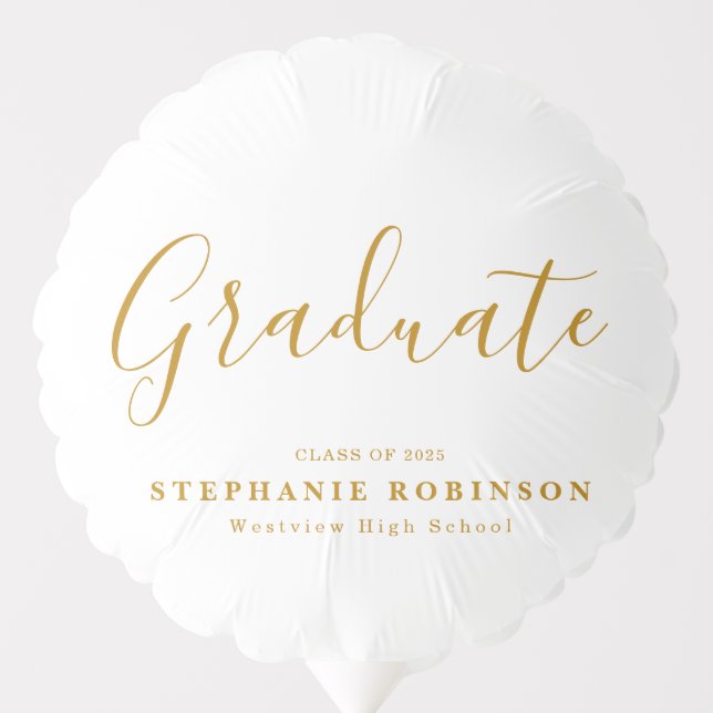 Modern Simple Gold Script Graduation Party Balloon (Front)