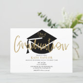 Modern Simple Gold Script Graduation Party Invitation (Standing Front)