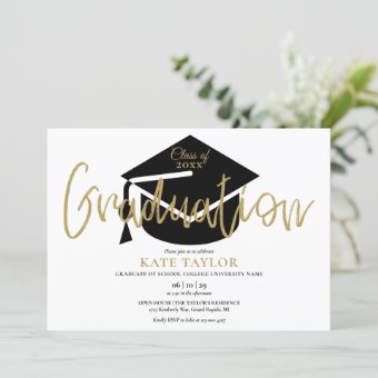 Modern Simple Gold Script Graduation Party Invitation | Zazzle
