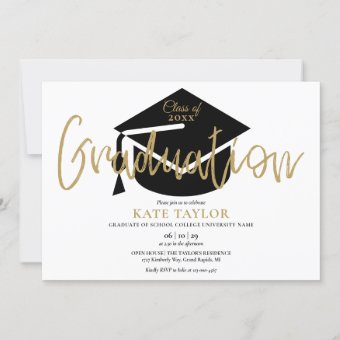 Modern Simple Gold Script Graduation Party Invitation | Zazzle