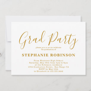 Modern Simple Gold Script Graduation Party Invitation