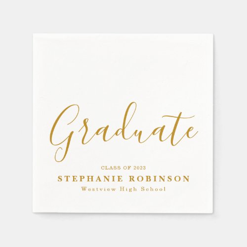 Modern Simple Gold Script Graduation Party Napkins