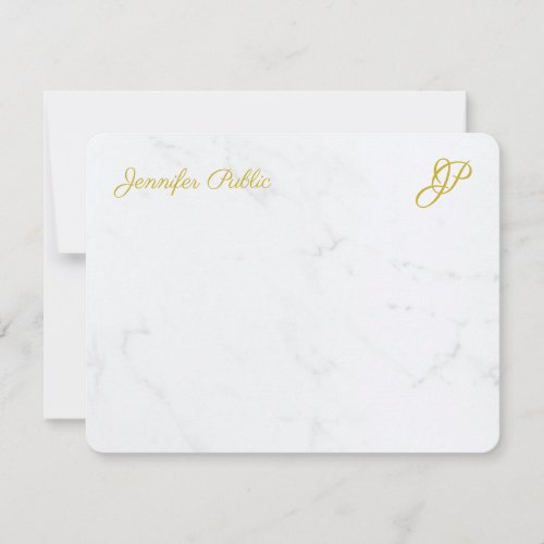 Modern Simple Gold Script Personalized Stationery Note Card