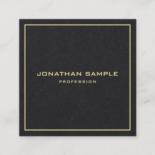 Modern Simple Gold Text Elegant Premium Black Square Business Card