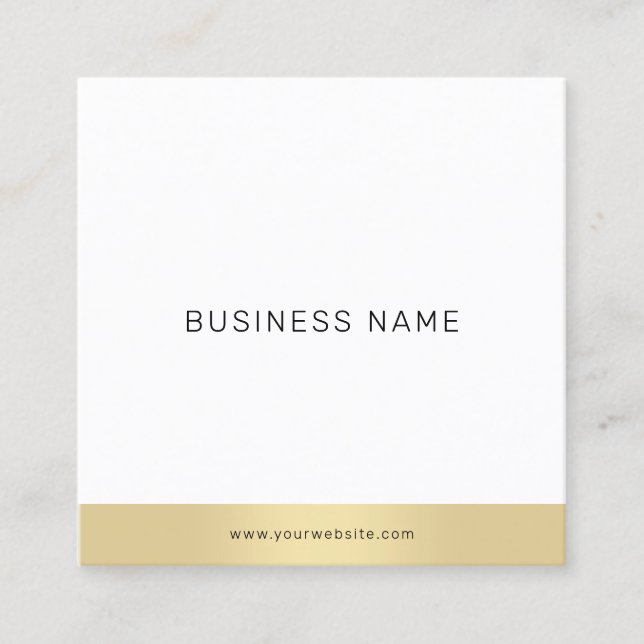Modern Simple Gold White Professional Elegant Cool Square Business Card (Front)
