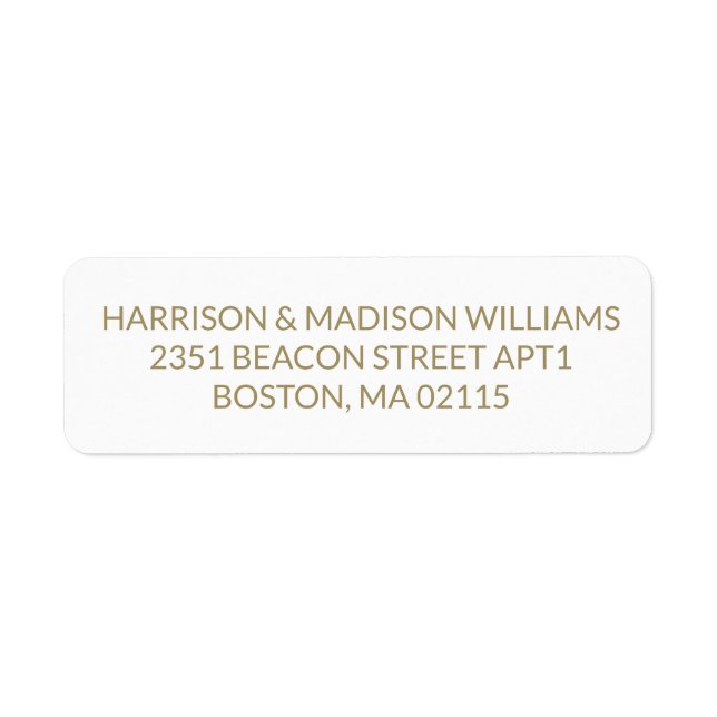 Modern simple gold white Return Address  Label (Front)