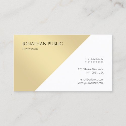 Modern Simple Gold White Template Professional Top Business Card