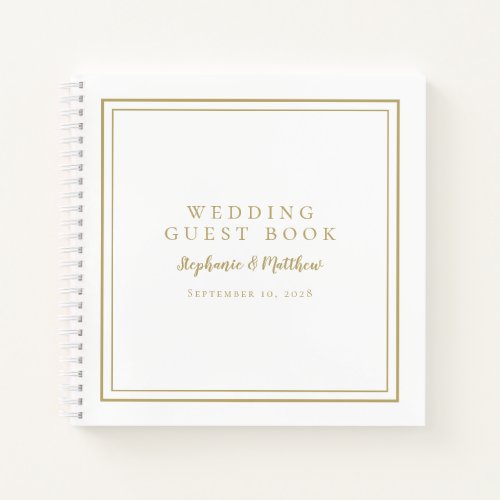 Modern Simple Gold White Wedding Budget Guest Book