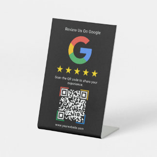 Modern Simple Google Review QR Code Business Pedestal Sign