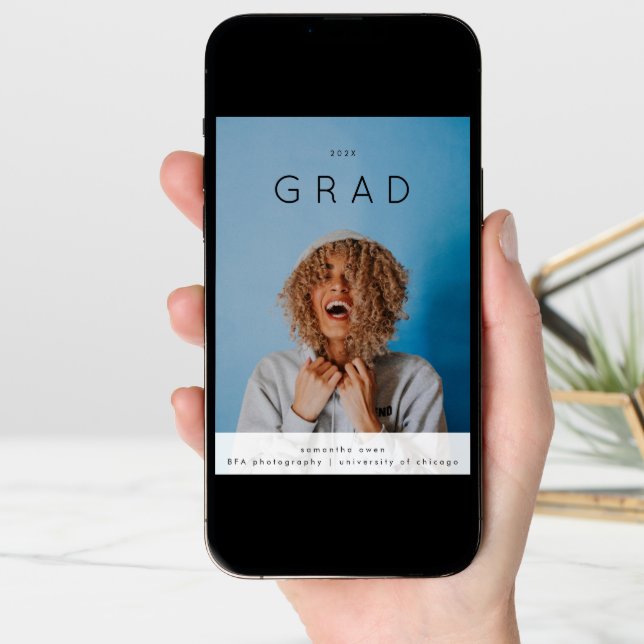 Modern Simple  GRAD | College University Two Photo Announcement (Front Digital)