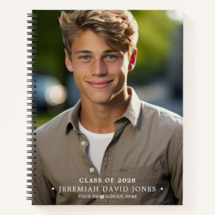 Modern Simple Grad Photo Spiral Notebook Guestbook