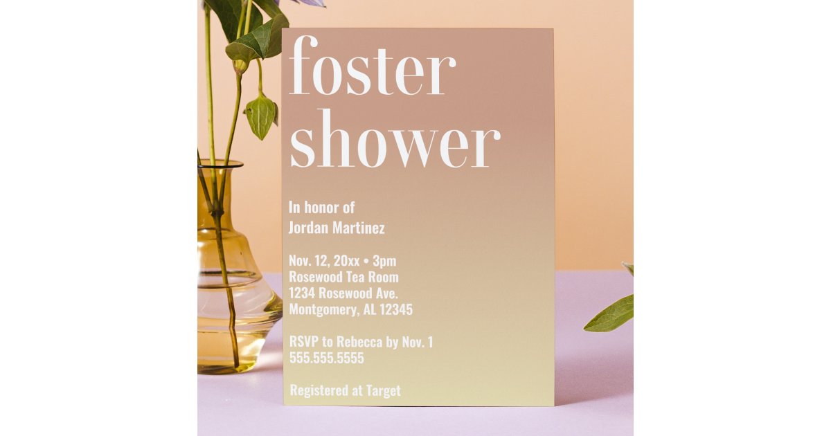 Modern Simple Gradient Foster Care Baby Shower Invitation Zazzle