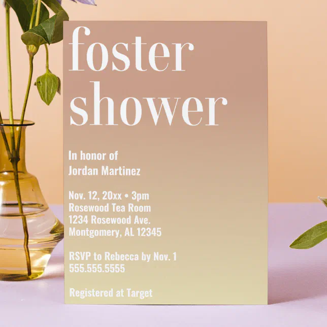 Modern Simple Gradient Foster Care Baby Shower Invitation Zazzle